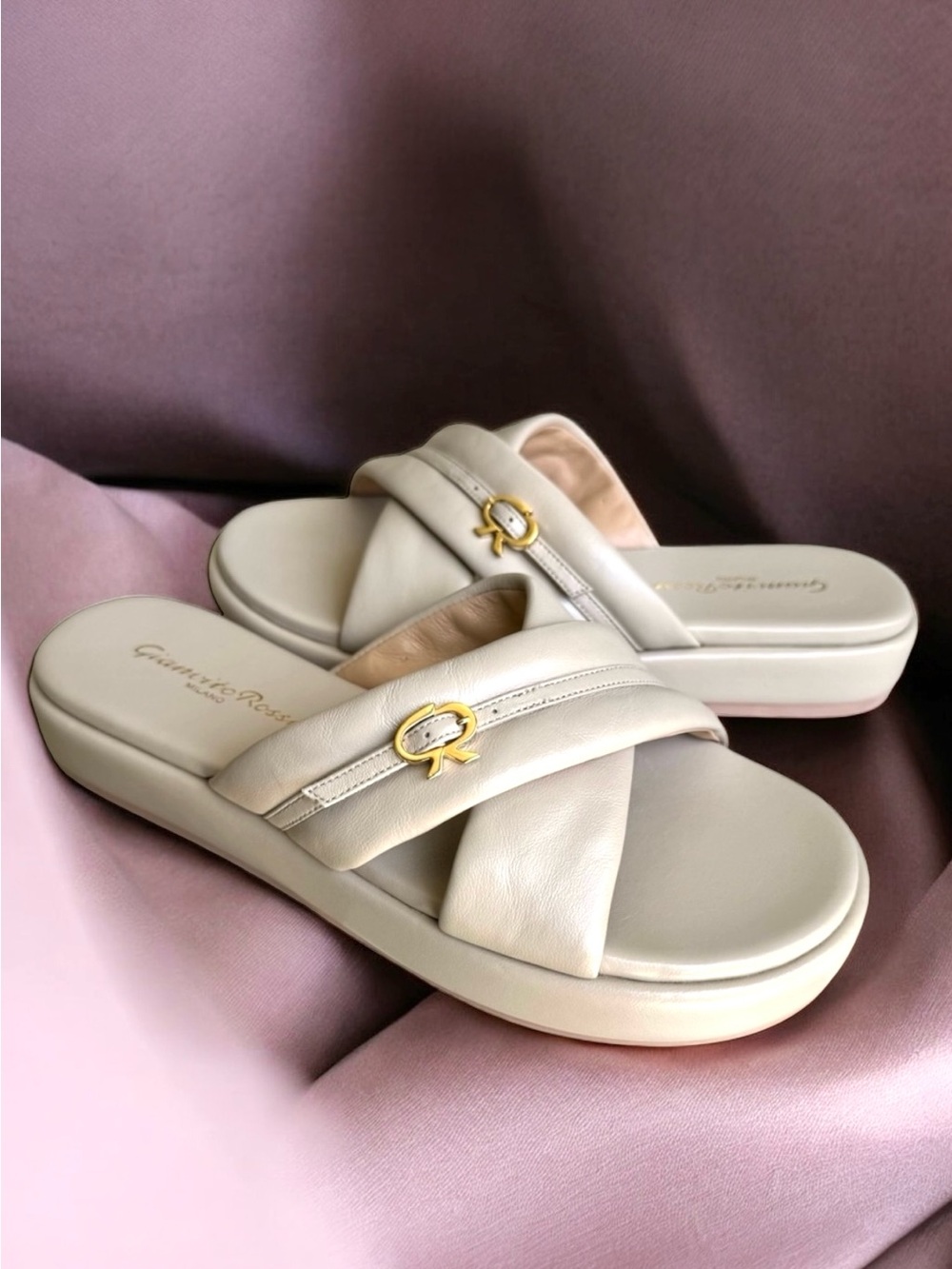 🆕 Gianvito Rossi Alima Nappa Leather Platform Sandals Italian Slides
